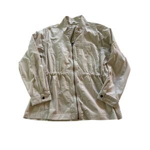 Gap Women’s XXL Cream Utility Jacket Zip Front Lightweight Cotton Blend Parka‎
